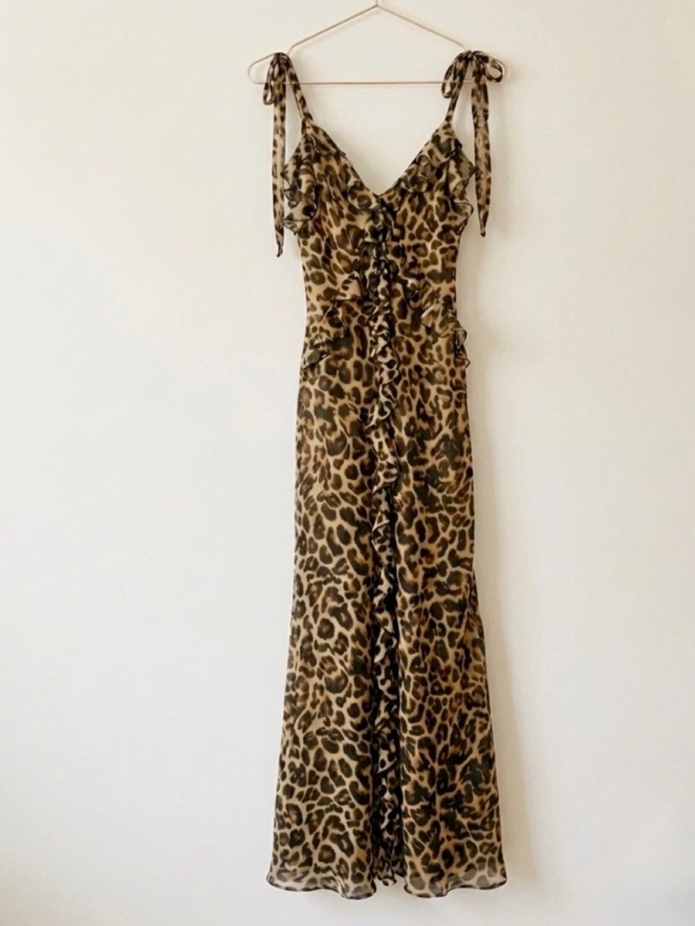 Steve Madden Size S Adalina Ruffled Leopard Print Maxi Dress Summer